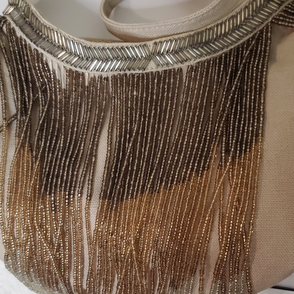 Super Cute Canvas Beaded Fringe Purse Crossbody Bag American Eagle - Picture 6 of 10